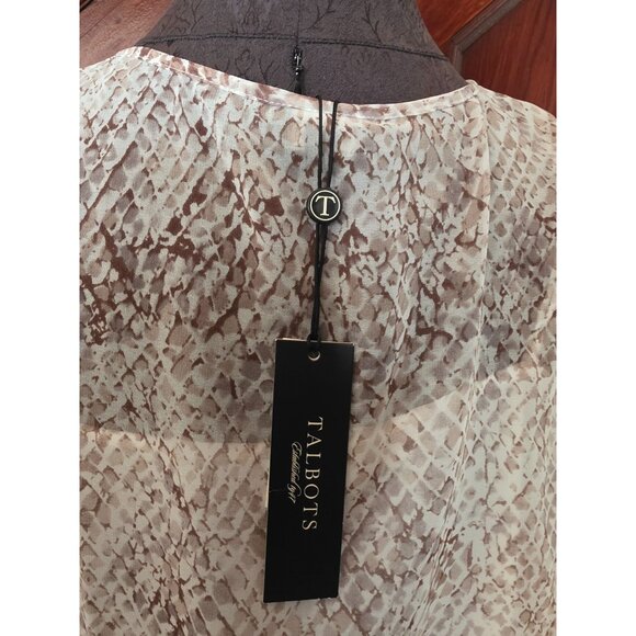 Talbots Womens Blouse Size 12P Snake Print Sheer Long Sleeve Button Front NWT - Picture 6 of 11